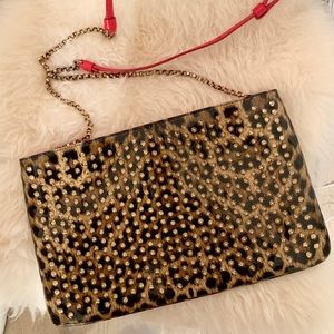 Christian Louboutin Patent Leather Studded Leopard Print Bag